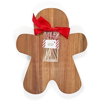 Two's Company Gingerbread Dessert/Serving Board with 20 Striped Cocktail Picks