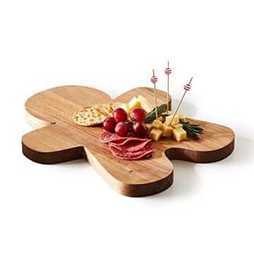 Two's Company Gingerbread Dessert/Serving Board with 20 Striped Cocktail Picks