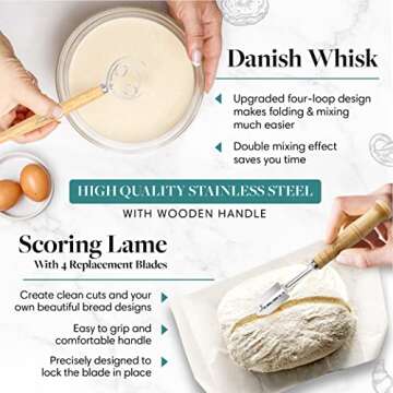 Santiago Design® | Banneton Bread Proofing Basket Set of 2 | Round 9" & Oval 10" | Premium Sourdough Bread Baking Supplies - Sourdough Proofing Basket | Bread Making Tools Supplies, Gift for Bakers