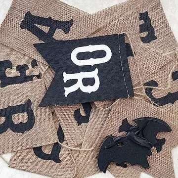 Burlap Halloween Banner & Bat Garland for Parties