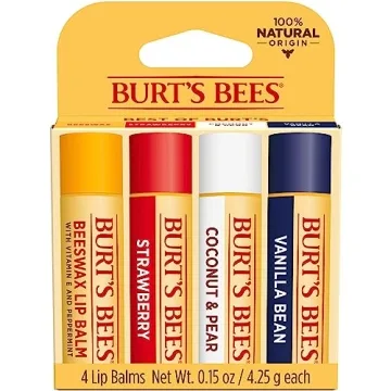Burt's Bees Moisturizing Lip Balm 4-Pack for All Ages
