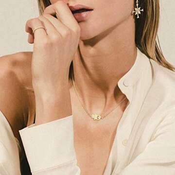 Befettly Hamsa Choker Necklace 14K Gold Fill Dainty Simple Palm Necklace CK10-Hamsa