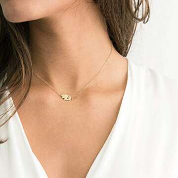 Befettly Hamsa Choker Necklace in 14K Gold Fill - Chic & Symbolic