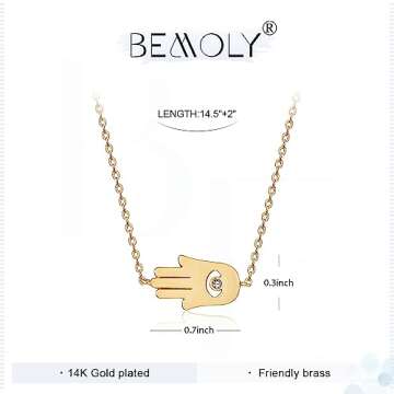 Befettly Hamsa Choker Necklace in 14K Gold Fill - Chic & Symbolic