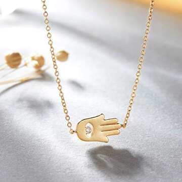 Befettly Hamsa Choker Necklace in 14K Gold Fill - Chic & Symbolic
