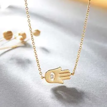 Befettly Hamsa Choker Necklace in 14K Gold Fill - Chic & Symbolic