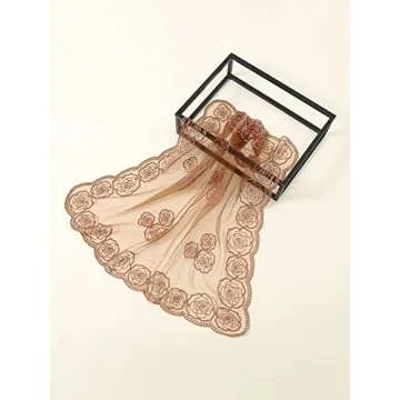Floerns Women's Flower Embroidery Hair Scarf Headband Sheer Lace Hair Bandana Rust Brown One Size