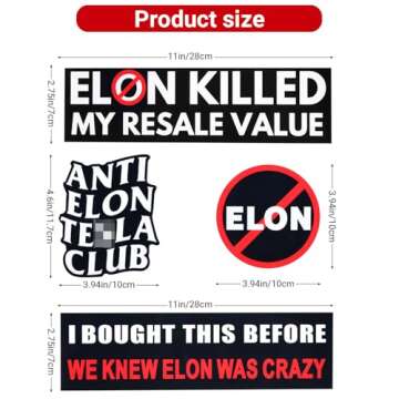 4 Pack XXL Te-SLA Bumper Stickers for Tesla Enthusiasts