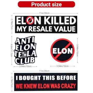 4 Pack XXL Te-SLA Bumper Stickers for Tesla Enthusiasts