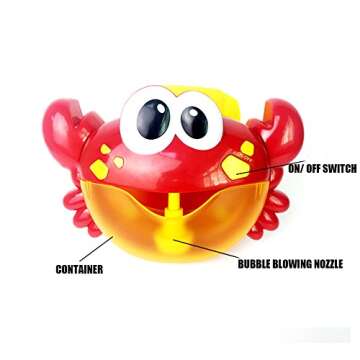 Baby Bath Bubble Toy Bubble Crab Bubble Blower Bubble Machine Bubble Maker with Nursery Rhyme Bathtub Bubble Toys for Infant Baby Children Kids Happy Tub Time (Crab)