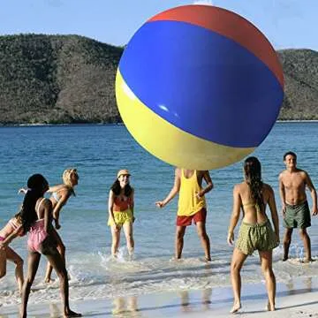 Sol Coastal The Beach Behemoth 12' Giant Beach Ball - Inflatable Beach Ball Made of Thick, Durable 30-mil Vinyl with Reinforced Seams - Large Beach Ball with Secure Airtight Valve for Beach Volleyball