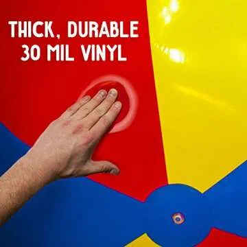 Sol Coastal The Beach Behemoth 12' Giant Beach Ball - Inflatable Beach Ball Made of Thick, Durable 30-mil Vinyl with Reinforced Seams - Large Beach Ball with Secure Airtight Valve for Beach Volleyball