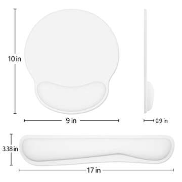 Dapesuom Keyboard Wrist Rest and Mouse Pad with Wrist Support, Memory Foam Cushion for Keyboard and Mouse Set, Ergonomic Desktop Pad Rests with Non Slip Base for Easy Typing & Pain Relief, Ivory White