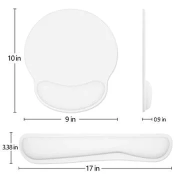 Dapesuom Keyboard Wrist Rest and Mouse Pad with Wrist Support, Memory Foam Cushion for Keyboard and Mouse Set, Ergonomic Desktop Pad Rests with Non Slip Base for Easy Typing & Pain Relief, Ivory White