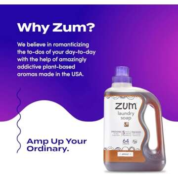 Indigo Wild Zum Clean Laundry Soap - Plant-Based Liquid Laundry Soap - Contains Baking Soda, Essential Oils & Saponified Coconut Oil - Amber - 64 fl oz