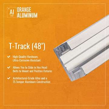 Orange Aluminum Industrial T-Track - Heavy-Duty T-Track - Track Accessories for Woodworking, Clamps ...