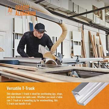 Orange Aluminum Industrial T-Track - Heavy-Duty T-Track - Track Accessories for Woodworking, Clamps & Jigs - 47/64" W x 1/2" H - 48"