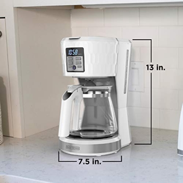 BLACK+DECKER Honeycomb 12-Cup Programmable Coffeemaker White