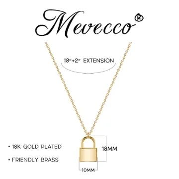 MEVECCO Gold Dainty Lock Necklace - Elegant & Adjustable