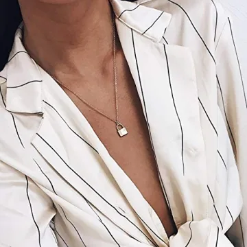 MEVECCO Gold Dainty Lock Necklace - Elegant & Adjustable