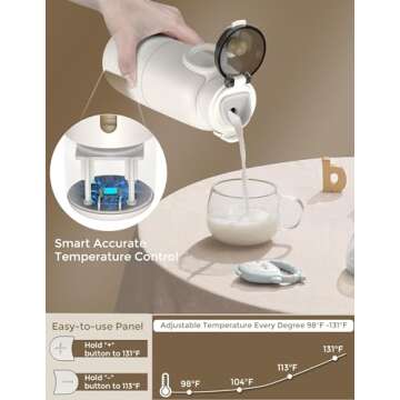 KNOIER Baby Travel Essentials Portable Bottle Warmer,Bottle Warmer On The Go, 13500mAh Battery Bottle Warmer for Breastmilk, Baby Travel Essentials for Flying, Baby Must Haves 2024.