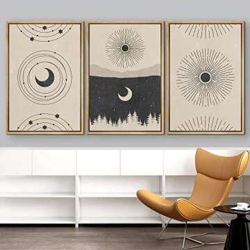 IDEA4WALL Celestial Framed Canvas Art Set - Modern Decor