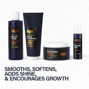 Scotch Porter Beard Collection – Cleanse, Moisturize, Soothe & Style Coarse, Dry Hair while Encouraging Growth for a Fuller/Healthier-Looking Beard – Includes Full-Size Wash, Conditioner, Oil & Balm
