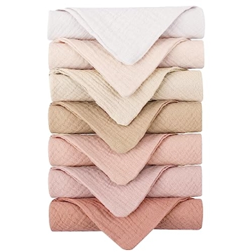 Konssy Baby Muslin Washcloths – 7 Pack of Soft Cotton Essentials for Baby Care