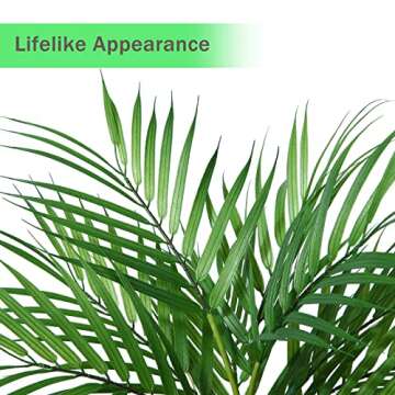 Kazeila Small Artificial Paradise Palm Tree 16 Inch Fake Areca Palm Plant,Faux Desk Plant in Pot for Indoor Outdoor Home Office Any Room Decor,Perfect Housewarming Gift