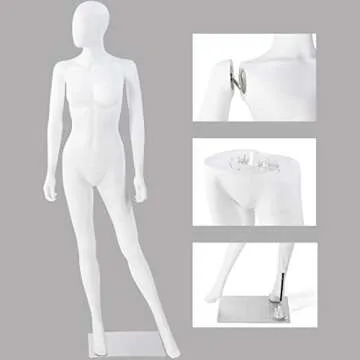 Female Mannequin Torso with Metal Stand for Clothing Display