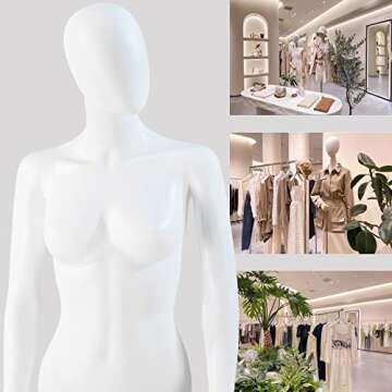 Female Mannequin Torso with Metal Stand for Clothing Display
