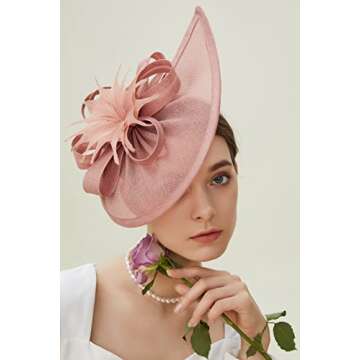 BABEYOND Tea Party Fascinator Hat for Women Kentucky Headwear Derby Pillbox Church Hat for Cocktail Wedding
