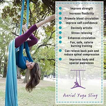 WWahuayuan 10M Premium Aerial Silks Equipment Yoga Pilates Swing Aerial Yoga Antigravity Hammock Trapeze for Acrobatic Dance,Air Yoga, Aerial Yoga Hammock (Blue)