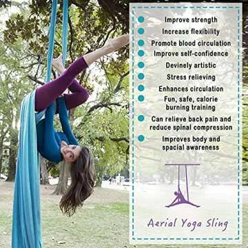 WWahuayuan 10M Premium Aerial Silks Equipment Yoga Pilates Swing Aerial Yoga Antigravity Hammock Trapeze for Acrobatic Dance,Air Yoga, Aerial Yoga Hammock (Blue)