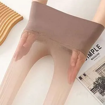 HTRUIYA Women's Shiny High Waist Pantyhose for Elegance