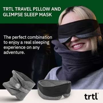 trtl Travel Pillow and Glimpse Sleep Mask Bundle - Comfortable Neck Pillow for Traveling - Breathabl...