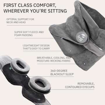 trtl Travel Pillow and Glimpse Sleep Mask Bundle - Comfortable Neck Pillow for Traveling - Breathable, Cooling Eye Mask for Sleeping - Grey