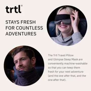 trtl Travel Pillow and Glimpse Sleep Mask Bundle - Comfortable Neck Pillow for Traveling - Breathable, Cooling Eye Mask for Sleeping - Grey