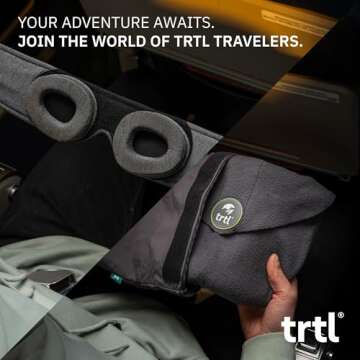 trtl Travel Pillow and Glimpse Sleep Mask Bundle - Comfortable Neck Pillow for Traveling - Breathable, Cooling Eye Mask for Sleeping - Grey