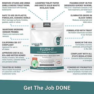 Unique Flush-It 2-in-1 RV Black Tank Treatment and Toilet Bowl Cleaner Pods - Two Products in One Convenient, Dissolvable Pod - Full Black Tank Treatment and RV Toilet Cleaner - (15 Foaming Pods)