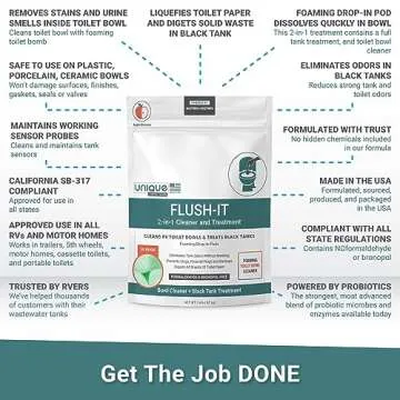Unique Flush-It 2-in-1 RV Black Tank Treatment and Toilet Bowl Cleaner Pods - Two Products in One Convenient, Dissolvable Pod - Full Black Tank Treatment and RV Toilet Cleaner - (15 Foaming Pods)