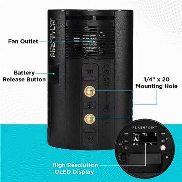 Flashpoint XPLOR 100 Pro TTL R2 Monolight, Black, 100w 2.4G TTL Portable Light for Photography Lighting, 1/8000s HSS Strobe Light, 0.01-1.5s Recycle Time, Li-Ion Battery Powered Photography Light