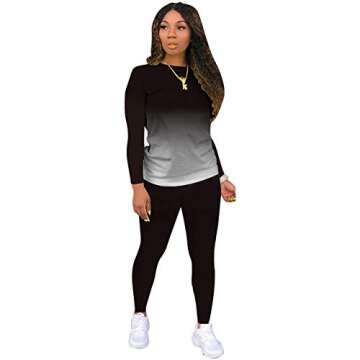 Women's 2 Piece Tracksuit Outfits Sets for Women Sexy Bodycon Tie Dye Long Sleeve Plus Size Sweatshirt and Pants Set Black XXL