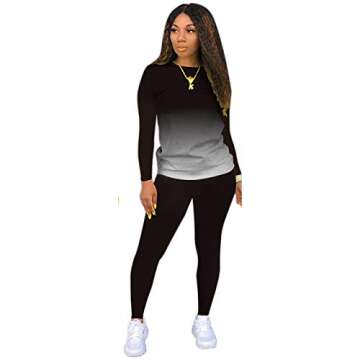 Women's 2 Piece Tracksuit Outfits Sets for Women Sexy Bodycon Tie Dye Long Sleeve Plus Size Sweatshirt and Pants Set Black XXL