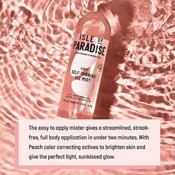 Isle of Paradise Self Tanning Oil Mist, Light (Sun-Kissed Glow) - Color Correcting Self Tan Spray, Vegan, Cruelty Free, 6.76 Fl Oz