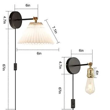 Stylish Wall Sconce Set of 2 for Bedroom and Living Room