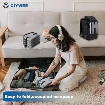 Litter Box with Lid Kitty Litter Box Cat Travel Litter Box with Sealed Dual Zippers&Carabiner 100% Leak Proof Waterproof Portable Collapsible Litter Carrier for Cat