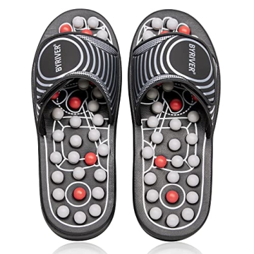 BYRIVER Foot Reflexology Tools Pressure Point Massage Mat Slippers Slides Sandals Shoes, Back Knee F...