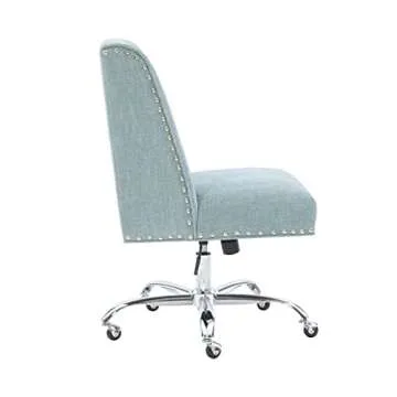 Stylish Aqua and Chrome Adjustable Office Chair by Linon
