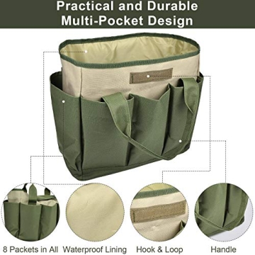 Sturdy Garden Tool Bag with 8 Pockets for Organizing